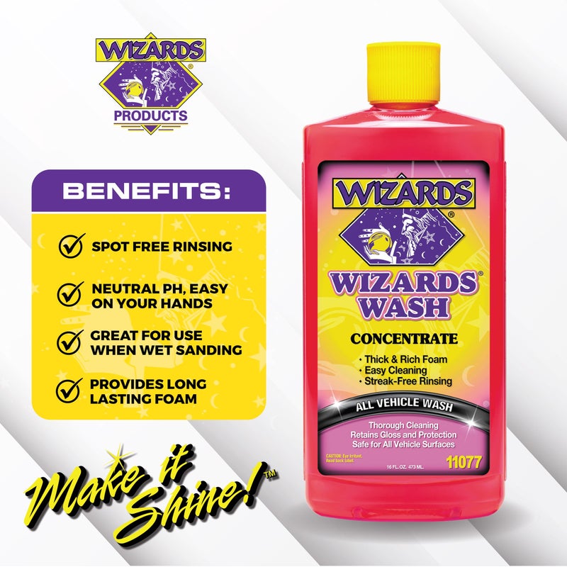 WIZARDS غسيل سيارات ويزاردز - صابون غسيل سيارات مركز للغاية - صابون غسيل سيارات قابل للتحلل بدون ملح مع رغوة كثيفة - منتجات العناية الخارجية للاستخدام البحري - صابون قاذف الرغوة لوازم غسيل السيارات - 16 أونصة - Image 2